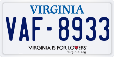 VA license plate VAF8933