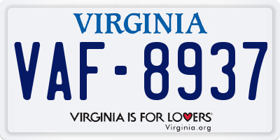 VA license plate VAF8937