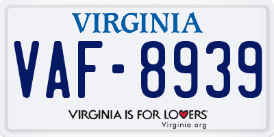 VA license plate VAF8939