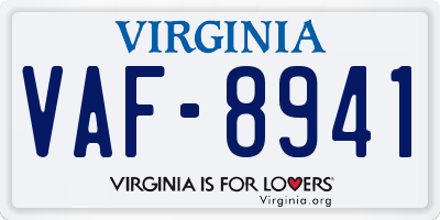 VA license plate VAF8941