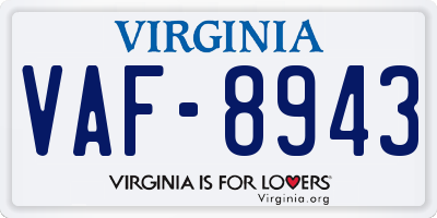 VA license plate VAF8943