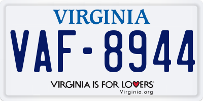 VA license plate VAF8944