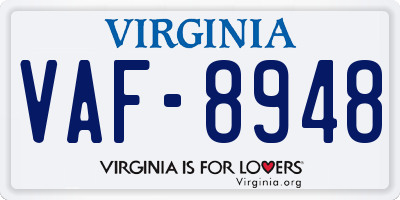 VA license plate VAF8948
