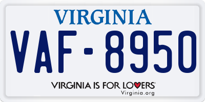 VA license plate VAF8950