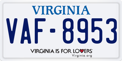 VA license plate VAF8953