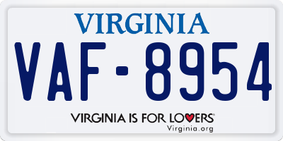 VA license plate VAF8954
