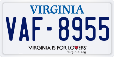 VA license plate VAF8955