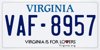 VA license plate VAF8957