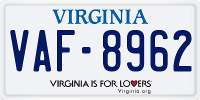 VA license plate VAF8962