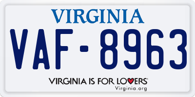 VA license plate VAF8963