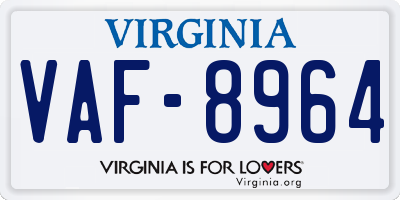 VA license plate VAF8964