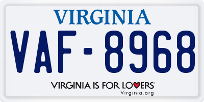VA license plate VAF8968
