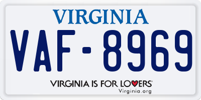 VA license plate VAF8969