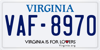 VA license plate VAF8970