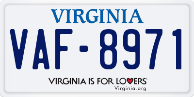 VA license plate VAF8971