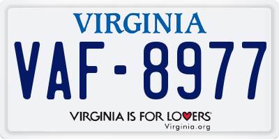 VA license plate VAF8977
