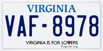 VA license plate VAF8978
