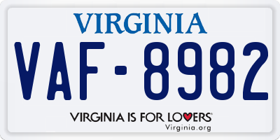 VA license plate VAF8982