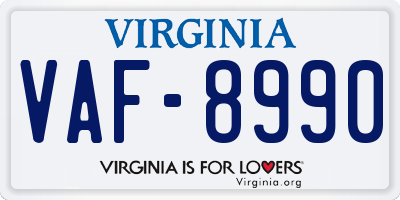 VA license plate VAF8990