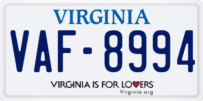 VA license plate VAF8994