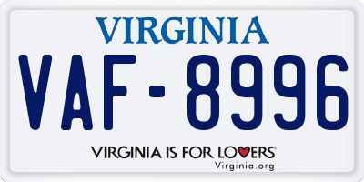 VA license plate VAF8996