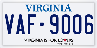 VA license plate VAF9006