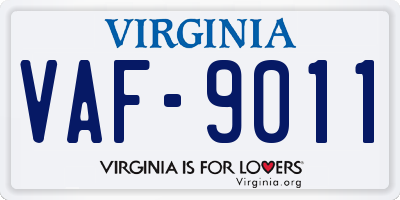 VA license plate VAF9011