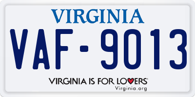 VA license plate VAF9013
