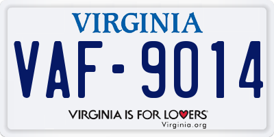VA license plate VAF9014