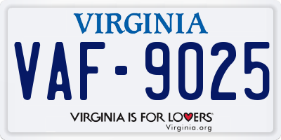 VA license plate VAF9025