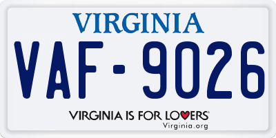 VA license plate VAF9026