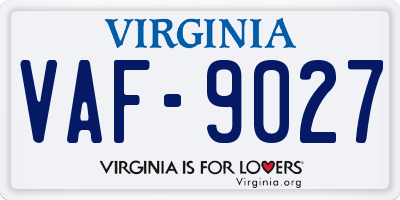 VA license plate VAF9027