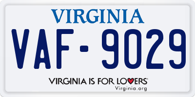 VA license plate VAF9029