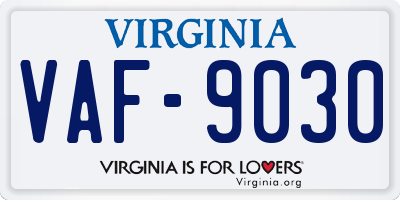 VA license plate VAF9030