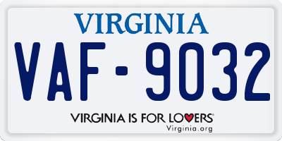 VA license plate VAF9032