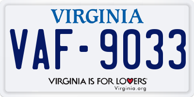 VA license plate VAF9033