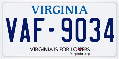 VA license plate VAF9034