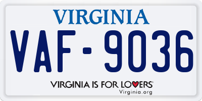 VA license plate VAF9036