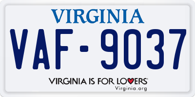 VA license plate VAF9037