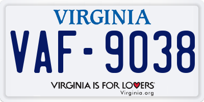 VA license plate VAF9038