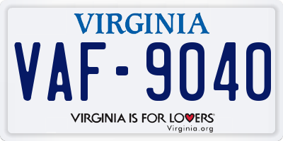 VA license plate VAF9040