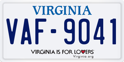 VA license plate VAF9041