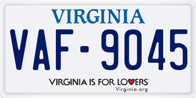 VA license plate VAF9045