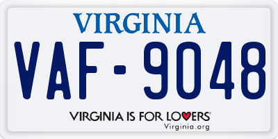 VA license plate VAF9048