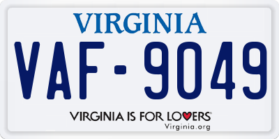 VA license plate VAF9049