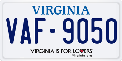 VA license plate VAF9050