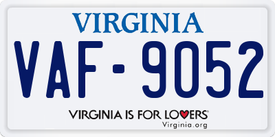 VA license plate VAF9052