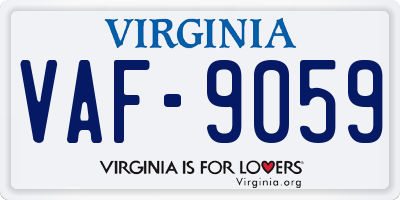 VA license plate VAF9059