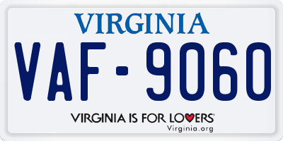 VA license plate VAF9060