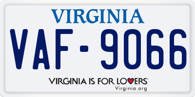 VA license plate VAF9066